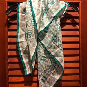 Made in Italy all silk scarf paisley blue/grn/wht